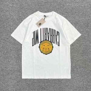 CARHARTT White Letter Yellow Icon T-Shirt - White Short Sleeve